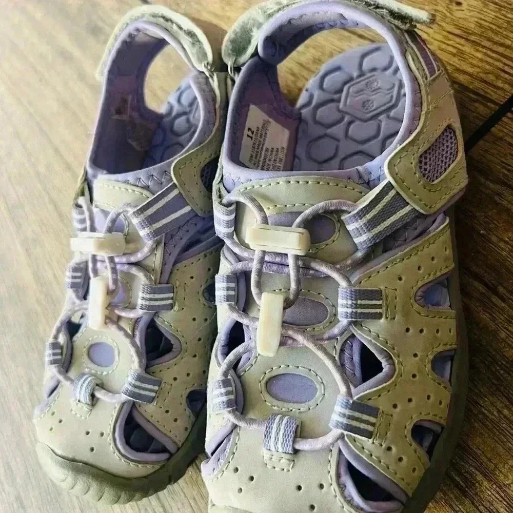 Khombu Dans Sandals size 12 Purple Hook & Loop Hiking Kids Shoes